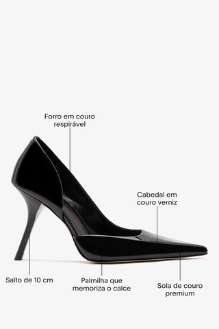 Larroudé by Bruno Frisoni: Scarpin Lily Couro Verniz Preto Pump Larroudé x Bruno Frisoni