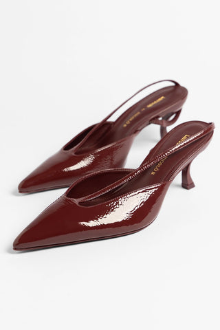 Larroudé by Nicolò B.: Slingback Lucia Couro Verniz Bordô Larroudé x Nicolò Beretta