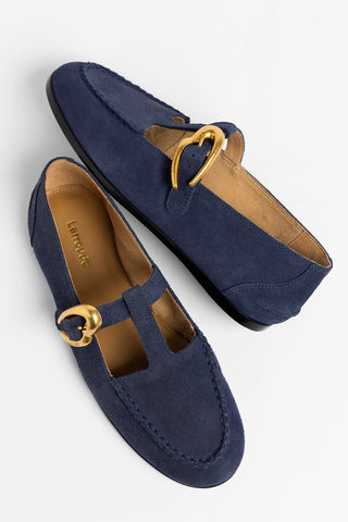 Mocassim Hydra Camurça Azul Loafer Larroudé