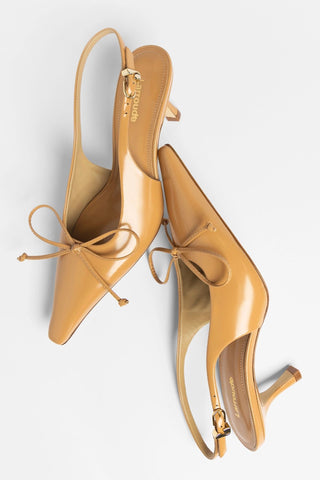 Slingback Bardot Couro Bege Pump Larroudé