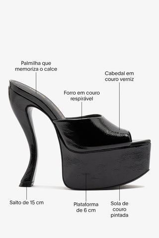 Larroudé by Nicolò B.: Mule Plataforma Isabella Couro Verniz Preto Larroudé x Nicolò Beretta