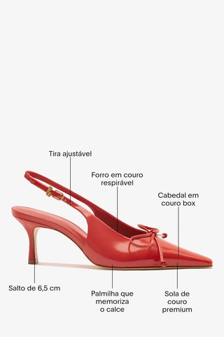 Slingback Bardot Couro Vermelho Pump Larroudé