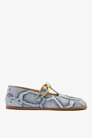 Mocassim Hydra Couro Cobra Azul Loafer Larroudé