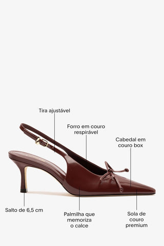 Slingback Bardot Couro Bordô Pump Larroudé