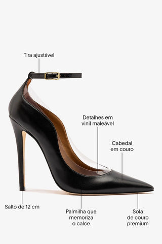 Larroudé by Sergio Hudson: Scarpin Tahleya Couro Preto Pump Larroudé x Sergio Hudson