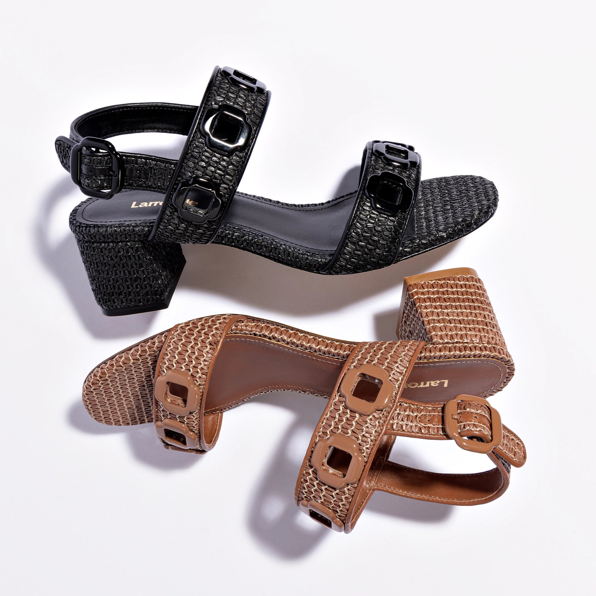 Milan Sandal In Black Wave Raffia