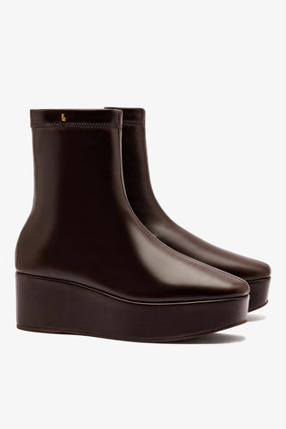 Bota Flatform Dani Couro Marrom Back in Stock Larroudé